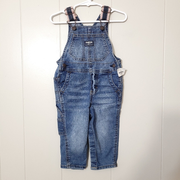 OshKosh B'gosh Denim Bib Dark Wash Overalls Size 12Months NWT - Picture 1 of 10